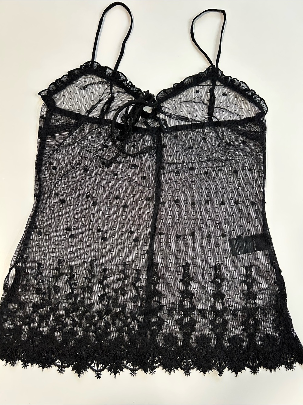 Zadig & Voltaire Deluxe Black Swiss Dot Lace Camisole - Size S